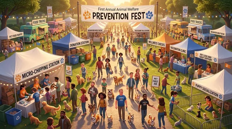 Puppy socialization at Prevention Fest
