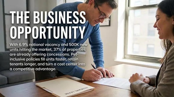 The Business Opportunity - 6.9% vacancy, 500K new units, pet-inclusive policies fill units faster
